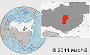 Gray Location Map of Ust-Udinskiy, highlighted country, highlighted parent region, hill shading