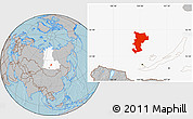 Gray Location Map of Ust-Udinskiy, highlighted grandparent region, hill shading