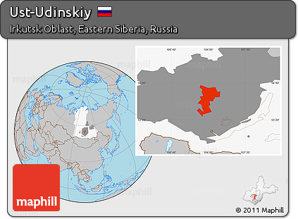 Gray Location Map of Ust-Udinskiy, highlighted parent region, highlighted grandparent region