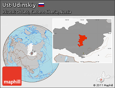 Gray Location Map of Ust-Udinskiy, highlighted parent region, highlighted grandparent region