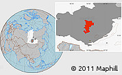 Gray Location Map of Ust-Udinskiy, highlighted parent region, highlighted grandparent region, hill shading