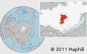 Gray Location Map of Ust-Udinskiy, highlighted parent region, hill shading