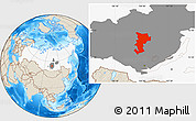 Shaded Relief Location Map of Ust-Udinskiy, highlighted country, highlighted parent region
