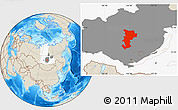 Shaded Relief Location Map of Ust-Udinskiy, highlighted parent region, highlighted grandparent region