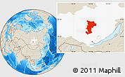 Shaded Relief Location Map of Ust-Udinskiy, highlighted parent region