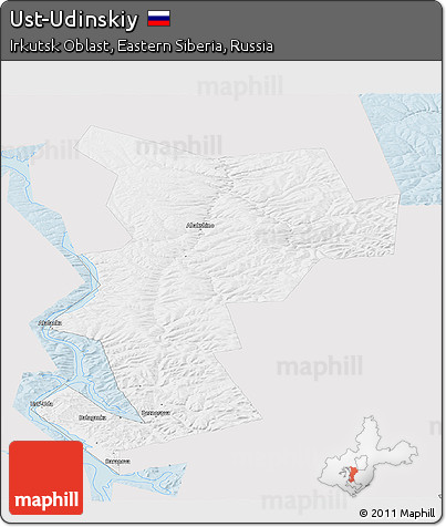 Silver Style Panoramic Map of Ust-Udinskiy, single color outside