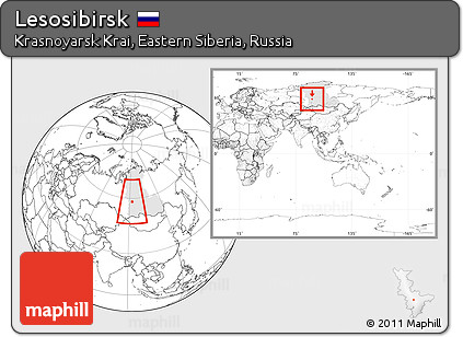 Blank Location Map of Lesosibirsk, highlighted grandparent region, within the entire country