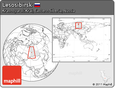 Blank Location Map of Lesosibirsk, highlighted grandparent region, within the entire country