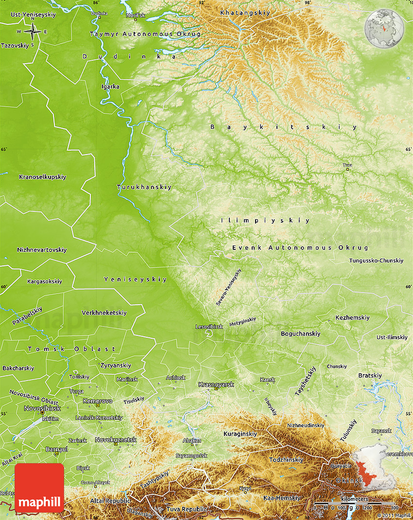 Editable map Krasnoyarsk Russia