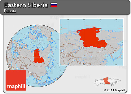 Gray Location Map of Eastern Siberia