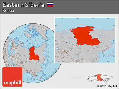 Gray Location Map of Eastern Siberia