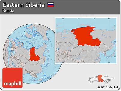 Gray Location Map of Eastern Siberia