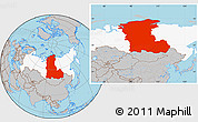 Gray Location Map of Eastern Siberia, highlighted country