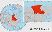 Gray Location Map of Eastern Siberia