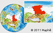 Physical Location Map of Eastern Siberia, highlighted country