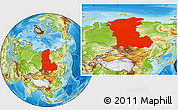 Physical Location Map of Eastern Siberia