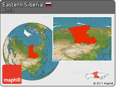 Satellite Location Map of Eastern Siberia