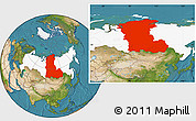 Satellite Location Map of Eastern Siberia, highlighted country