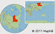 Savanna Style Location Map of Eastern Siberia, within the entire country