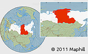 Savanna Style Location Map of Eastern Siberia, highlighted country, hill shading