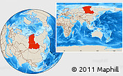 Shaded Relief Location Map of Eastern Siberia, within the entire country