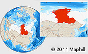 Shaded Relief Location Map of Eastern Siberia, highlighted country