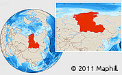 Shaded Relief Location Map of Eastern Siberia