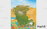 Satellite Map of Eastern Siberia, political outside