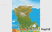 Satellite Map of Eastern Siberia, political shades outside