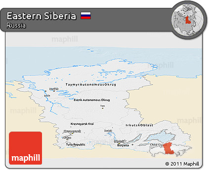 Classic Style Panoramic Map of Eastern Siberia, single color outside
