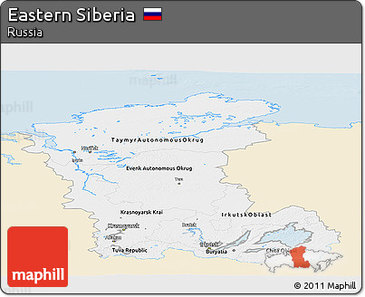 Classic Style Panoramic Map of Eastern Siberia, single color outside