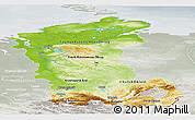 Physical Panoramic Map of Eastern Siberia, lighten, semi-desaturated