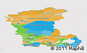 Political Panoramic Map of Eastern Siberia, cropped outside