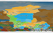 Political Panoramic Map of Eastern Siberia, darken