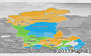 Political Panoramic Map of Eastern Siberia, desaturated