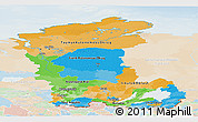 Political Panoramic Map of Eastern Siberia, lighten