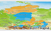 Political Panoramic Map of Eastern Siberia, physical outside