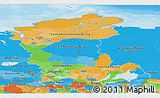 Political Panoramic Map of Eastern Siberia, political shades outside