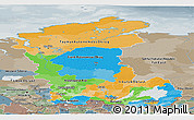 Political Panoramic Map of Eastern Siberia, semi-desaturated