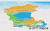 Political Panoramic Map of Eastern Siberia, single color outside