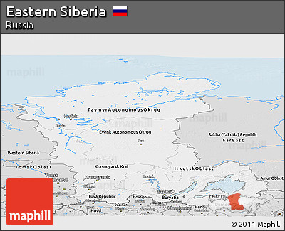 Silver Style Panoramic Map of Eastern Siberia