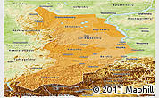 Political Shades Panoramic Map of Republic of Khakassia, physical outside