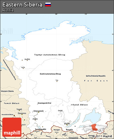 Classic Style Simple Map of Eastern Siberia