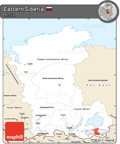 Classic Style Simple Map of Eastern Siberia