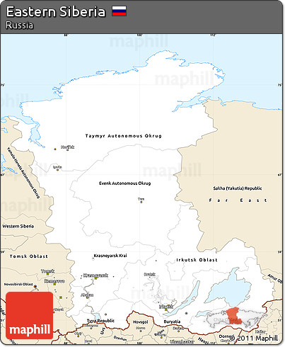 Classic Style Simple Map of Eastern Siberia