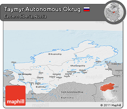 Gray 3D Map of Taymyr Autonomous Okrug