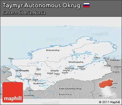Gray 3D Map of Taymyr Autonomous Okrug