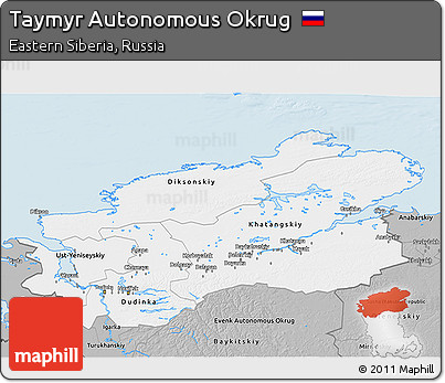 Gray 3D Map of Taymyr Autonomous Okrug