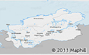 Gray 3D Map of Taymyr Autonomous Okrug, single color outside