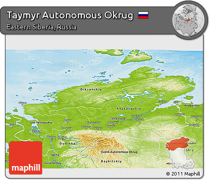 Physical 3D Map of Taymyr Autonomous Okrug